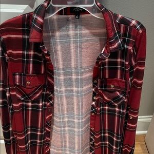Plaid Button Down Shirt - Red and black- size Small